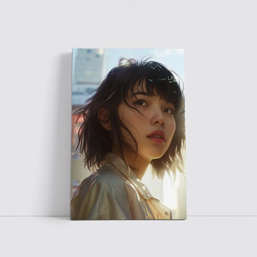 Young Asian Woman Urban City Sunlight Portrait – Wall Art