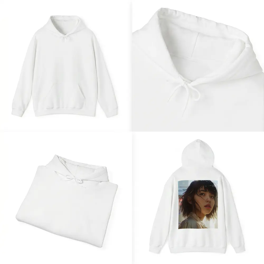 Young Asian Woman Urban City Sunlight Portrait – Hoodies