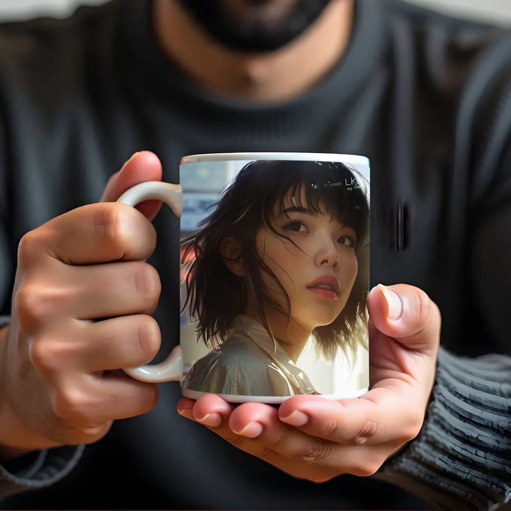 Young Asian Woman Urban City Sunlight Portrait – Mugs