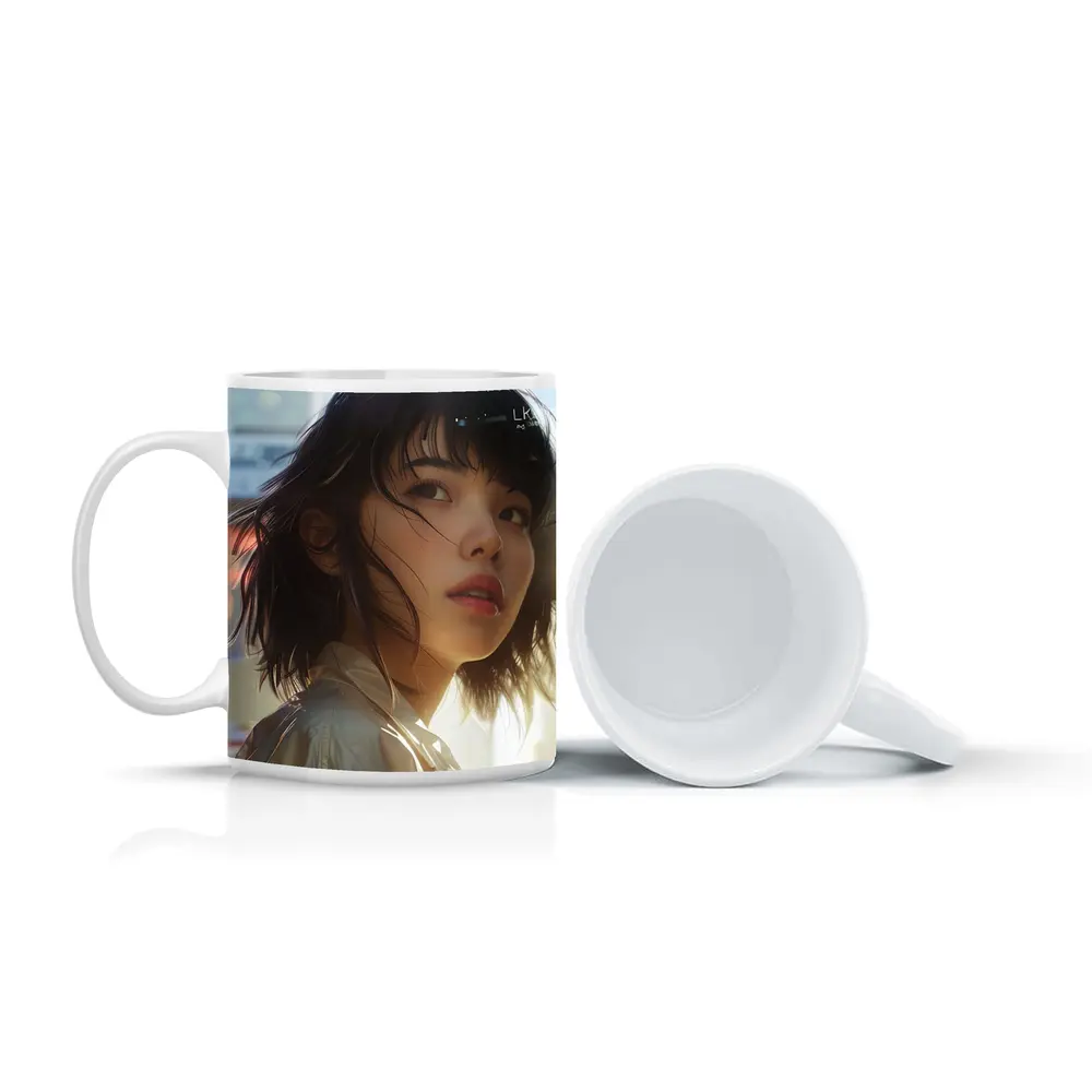 Young Asian Woman Urban City Sunlight Portrait – Mugs