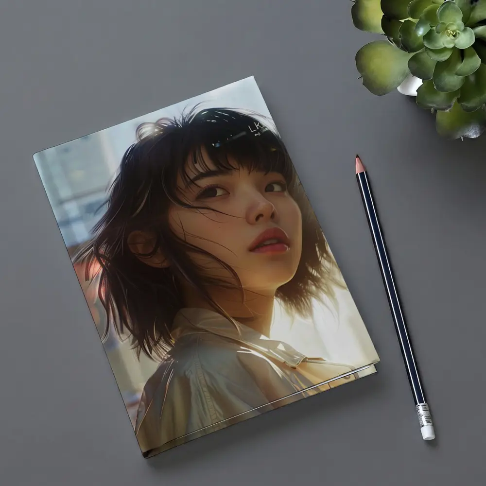 Young Asian Woman Urban City Sunlight Portrait – Notebooks