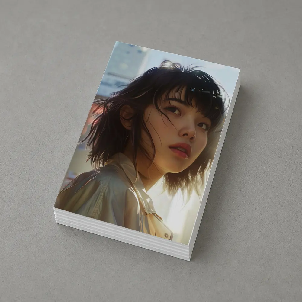 Young Asian Woman Urban City Sunlight Portrait – Postcards