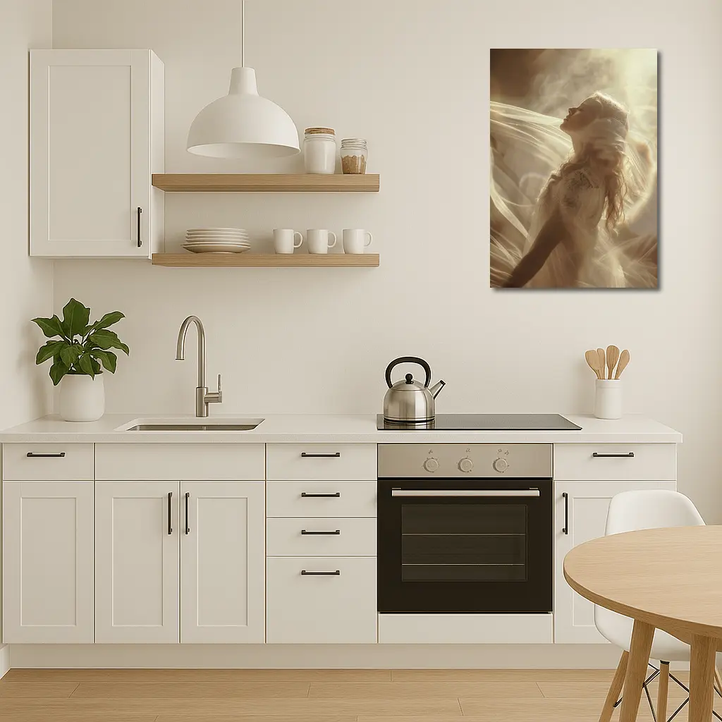Woman in White Dress Ethereal Light – Wall Art