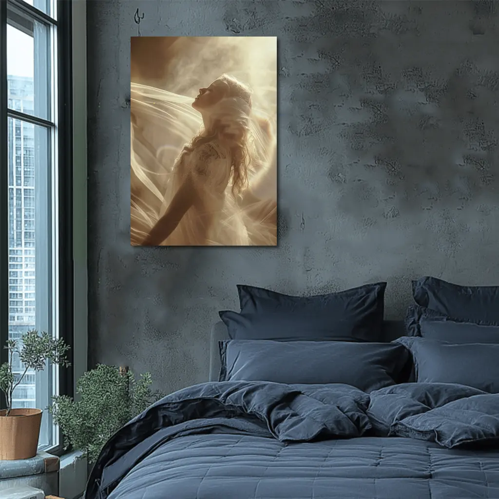 Woman in White Dress Ethereal Light – Wall Art