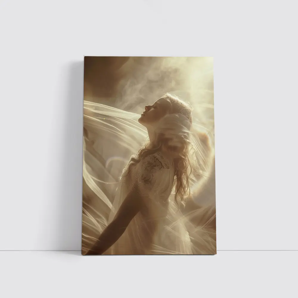 Woman in White Dress Ethereal Light – Wall Art
