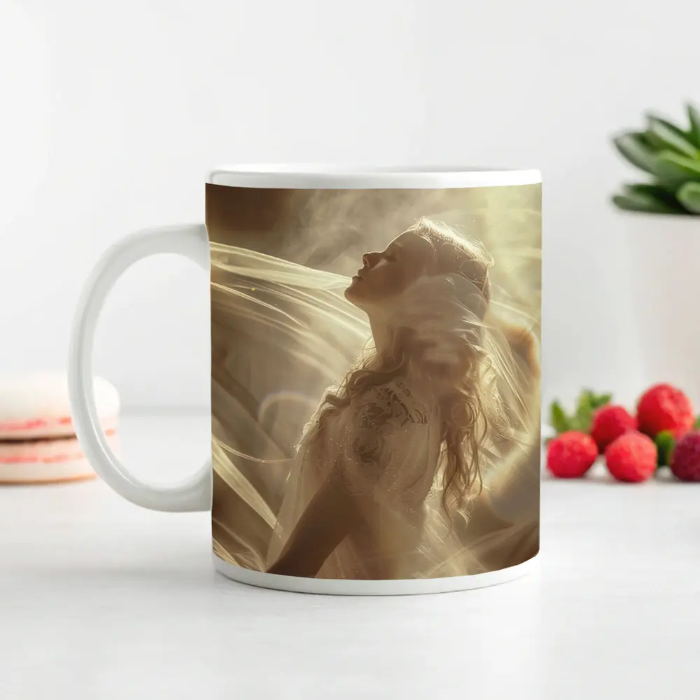Woman in White Dress Ethereal Light – Mugs