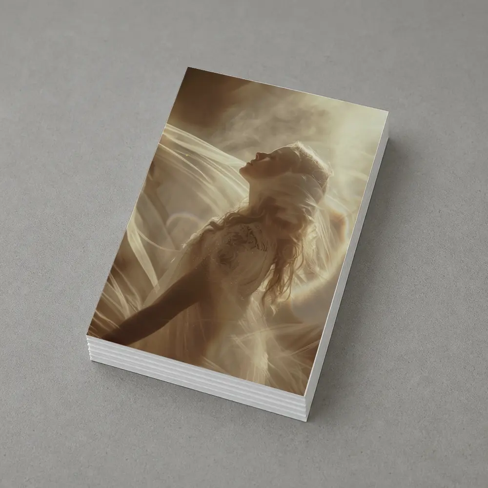 Woman in White Dress Ethereal Light – Postcards