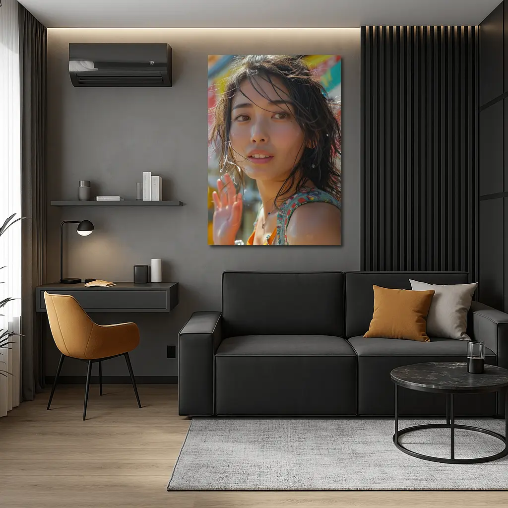 Young Asian Woman Colorful Summer Background – Wall Art
