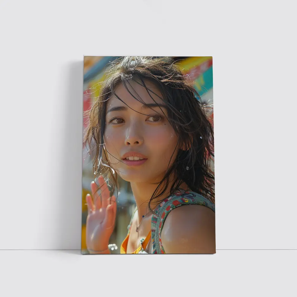 Young Asian Woman Colorful Summer Background – Wall Art