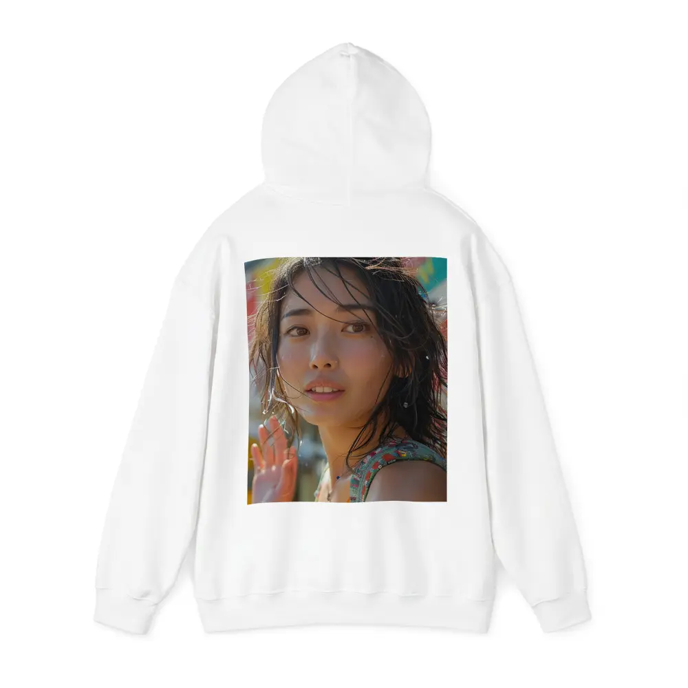 Young Asian Woman Colorful Summer Background – Hoodies