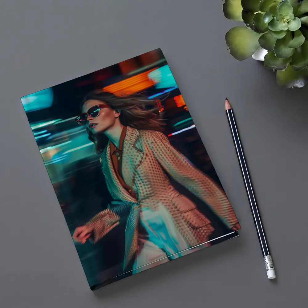 Woman Fashion Neon City Night Lights – Notebooks