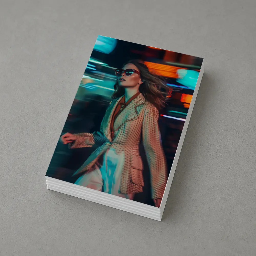 Woman Fashion Neon City Night Lights – Postcards