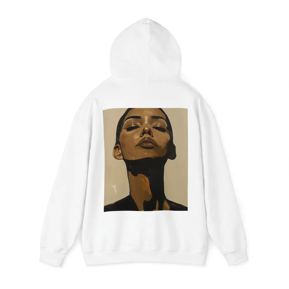 Woman Eyes Closed Beige Abstract Portrait Painting – Hoodies