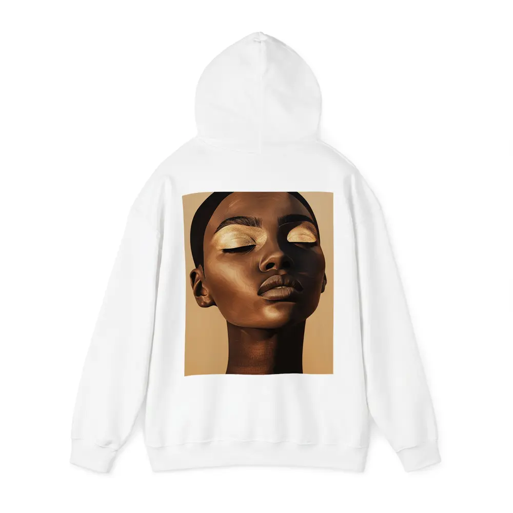 Golden Eyes Black Woman Portrait Beige Background – Hoodies