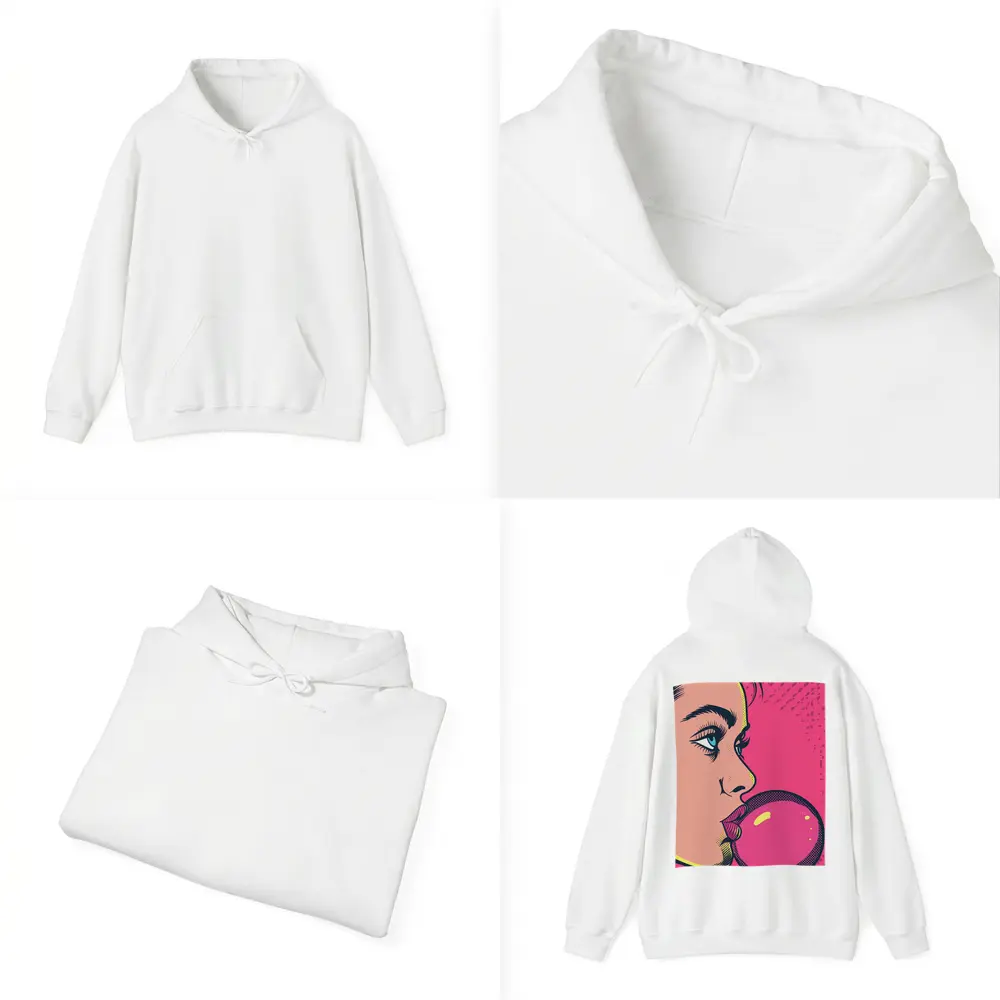 Pop Art Woman Blowing Pink Bubble Gum – Hoodies