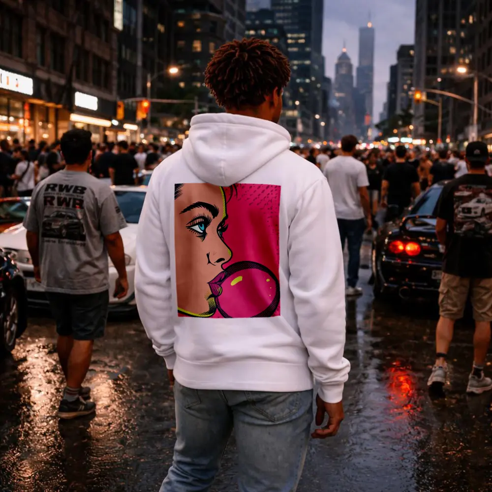 Pop Art Woman Blowing Pink Bubble Gum – Hoodies