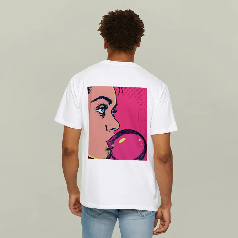 Pop Art Woman Blowing Pink Bubble Gum – T-Shirts
