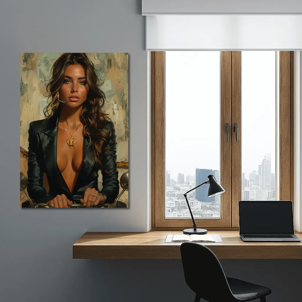 Woman in Black Blazer Oil Painting Art – Wall Art