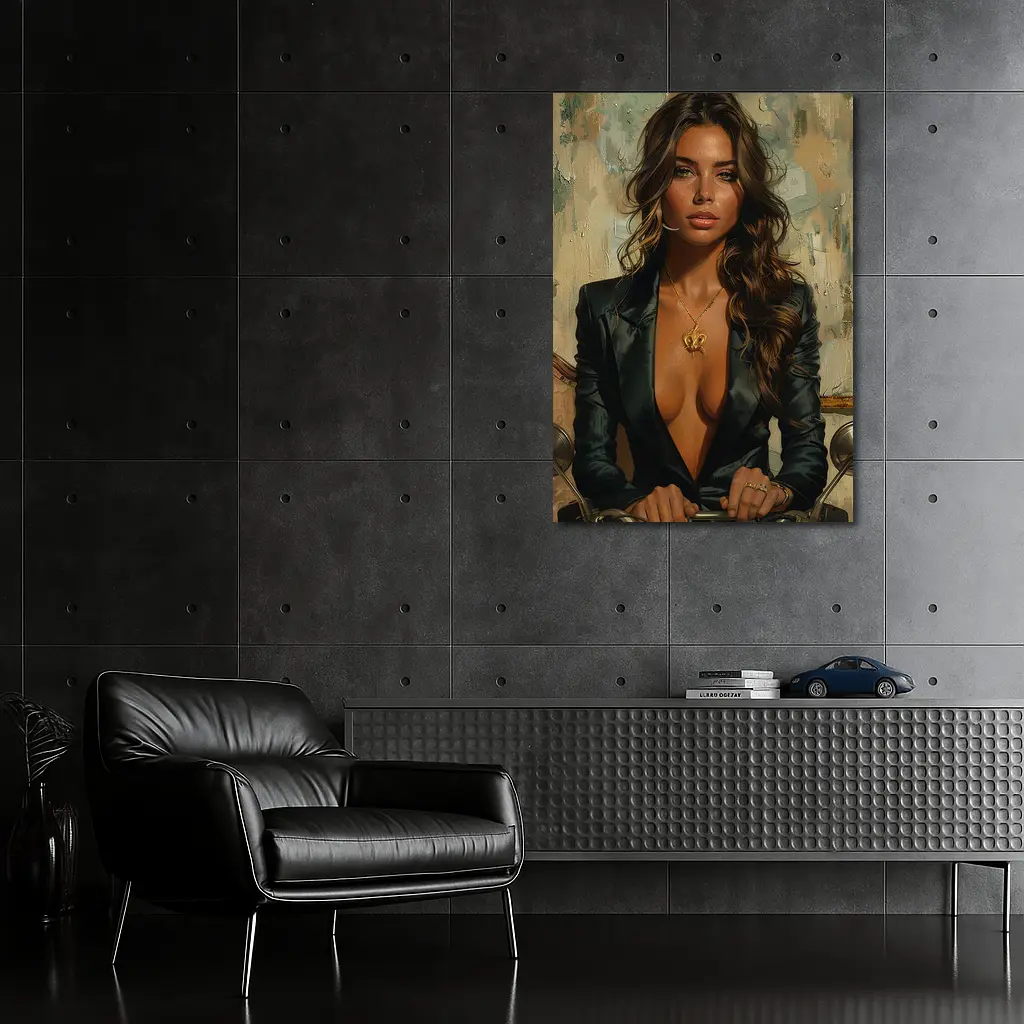 Woman in Black Blazer Oil Painting Art – Wall Art