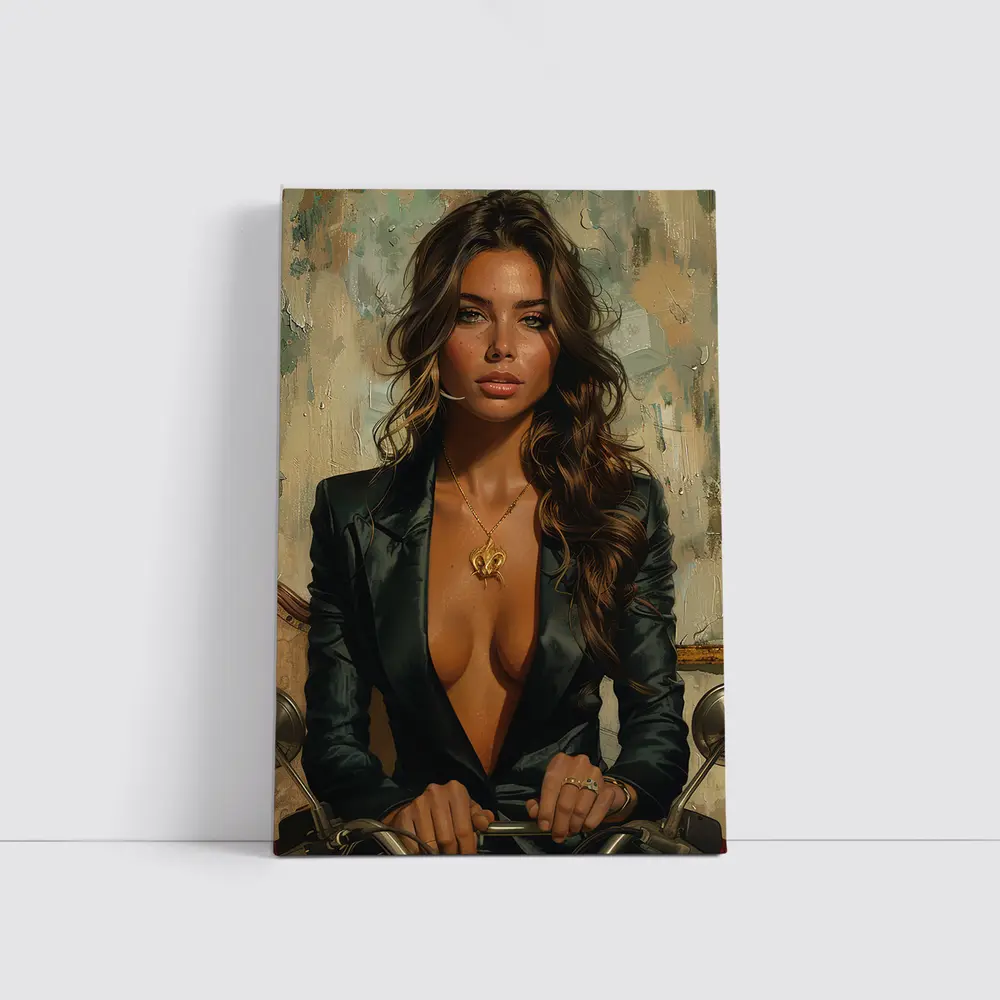Woman in Black Blazer Oil Painting Art – Wall Art