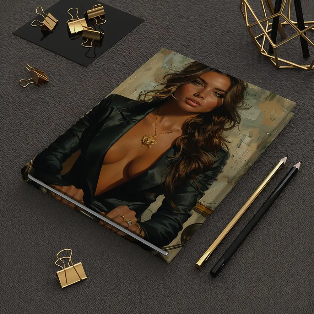 Woman Motorcycle Oil Painting Abstract Background – Notebooks