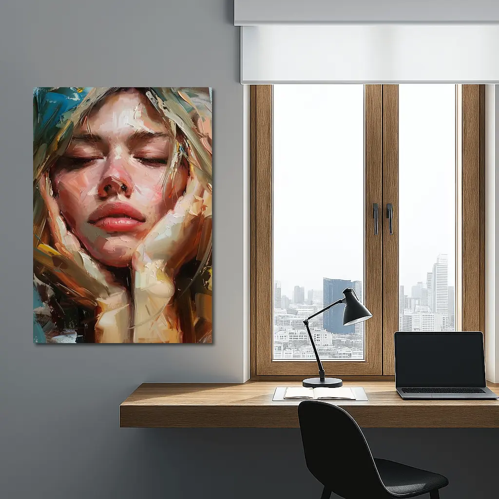 Woman Portrait Oil Painting Expressive Brushstrokes – Wall Art