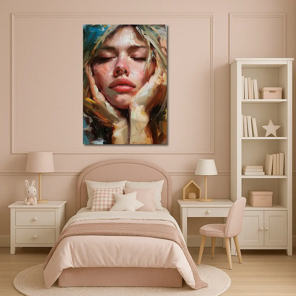 Woman Portrait Oil Painting Expressive Brushstrokes – Wall Art