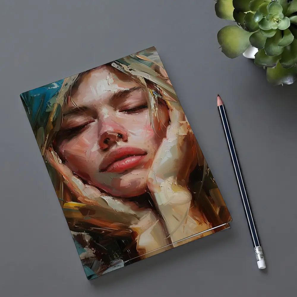 Woman Portrait Oil Painting Expressive Brushstrokes – Notebooks