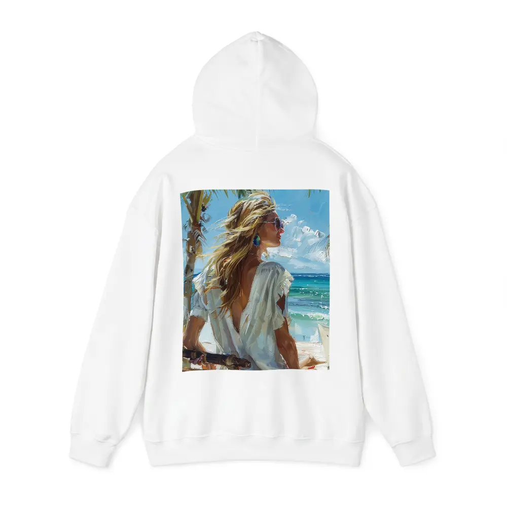 Blonde Woman Oil Painting Tropical Beach – Hoodies