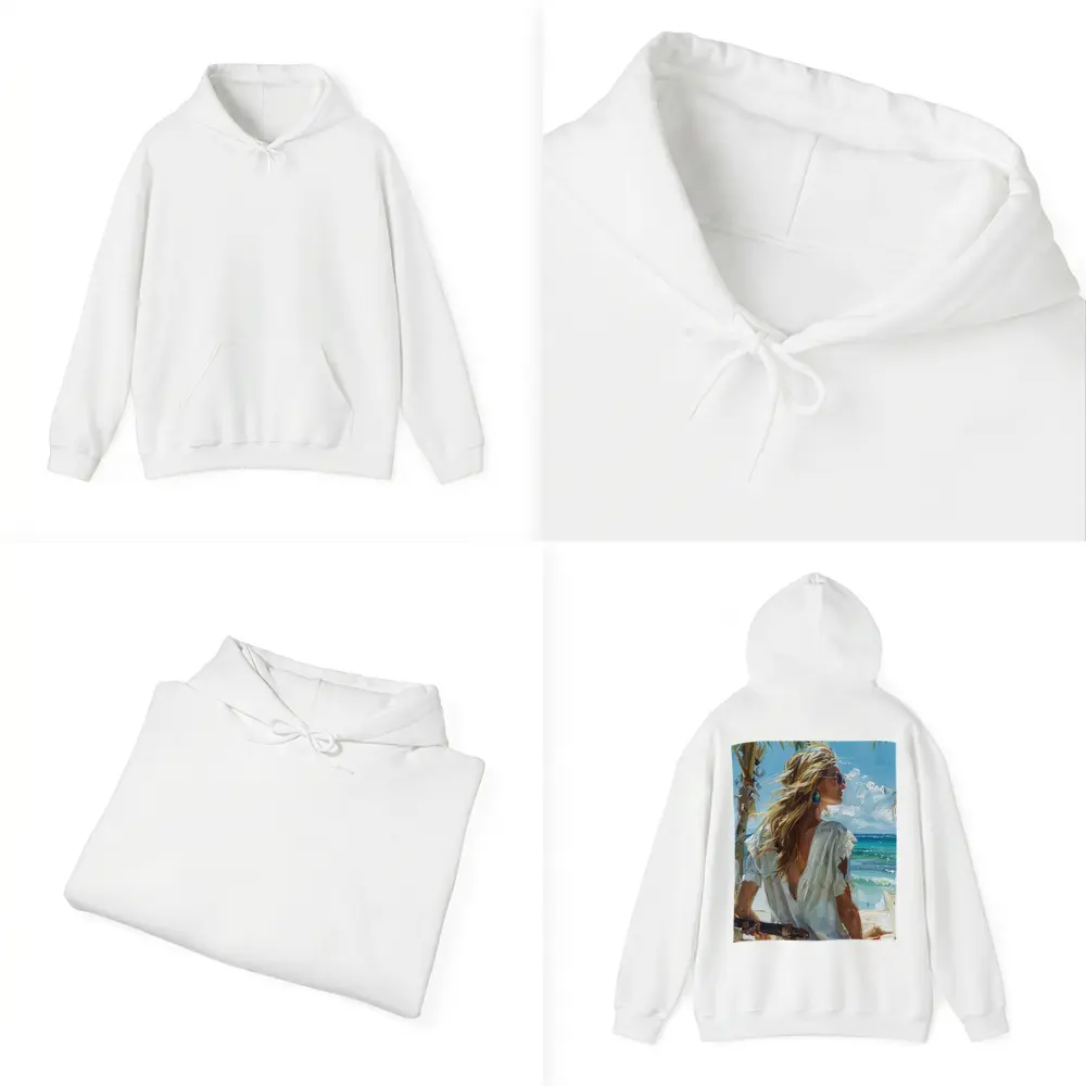 Blonde Woman Oil Painting Tropical Beach – Hoodies