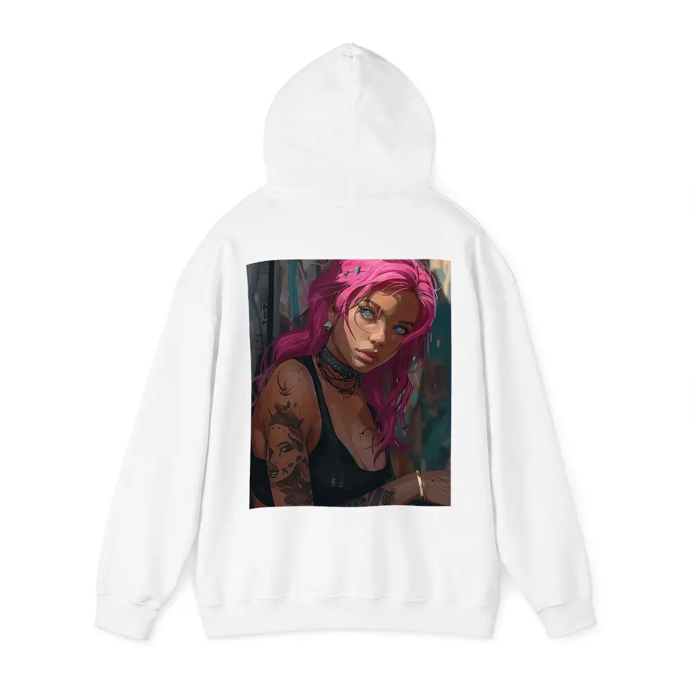 Pink Hair Tattooed Woman Urban Street Art – Hoodies