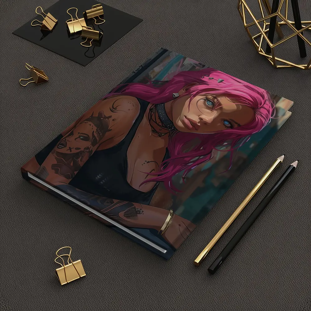 Pink Hair Tattooed Woman Urban Street Art – Notebooks