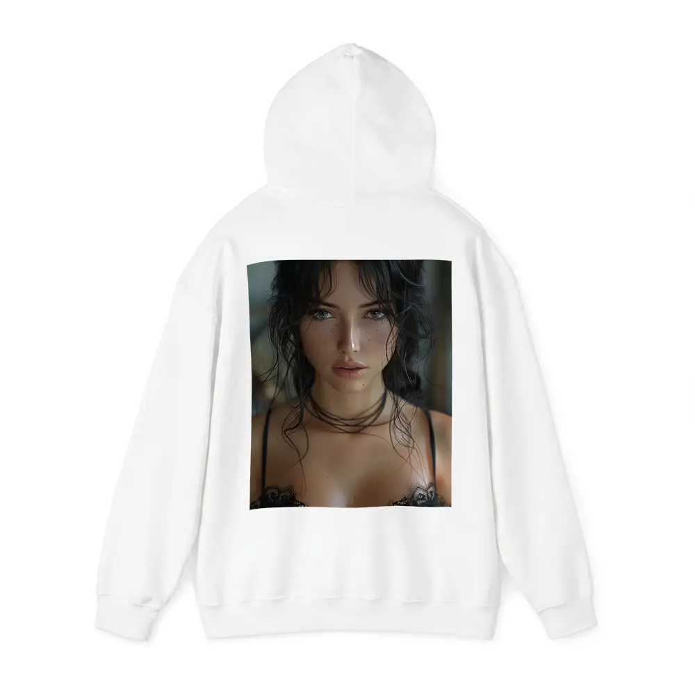 Dark Haired Woman Black Lace Portrait – Hoodies