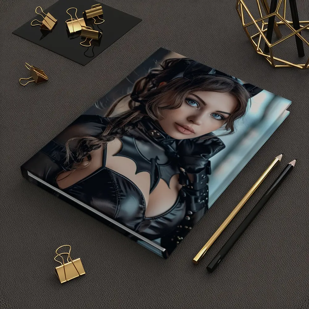 Catwoman Cosplay Girl Blue Eyes Portrait – Notebooks