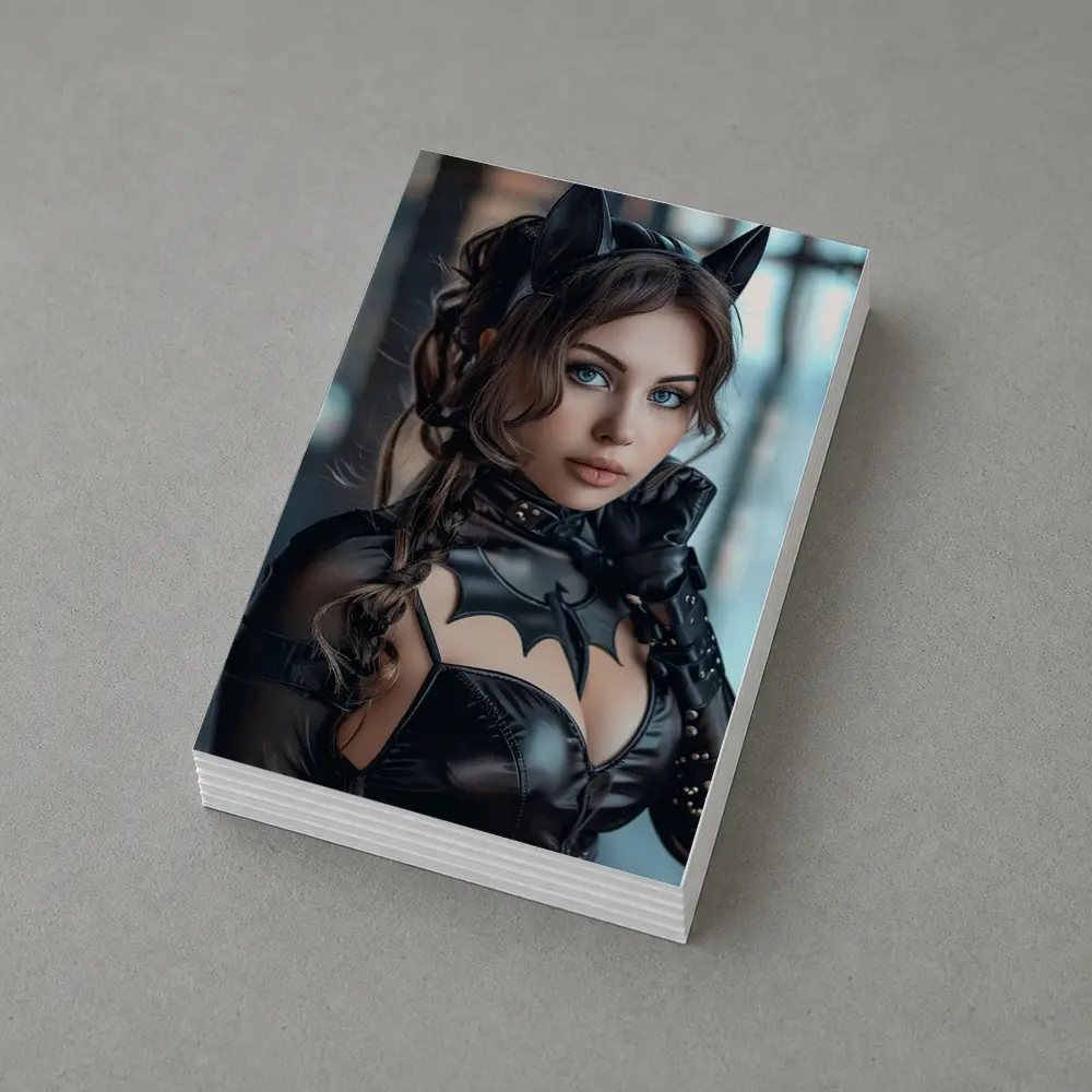 Catwoman Cosplay Girl Blue Eyes Portrait – Postcards