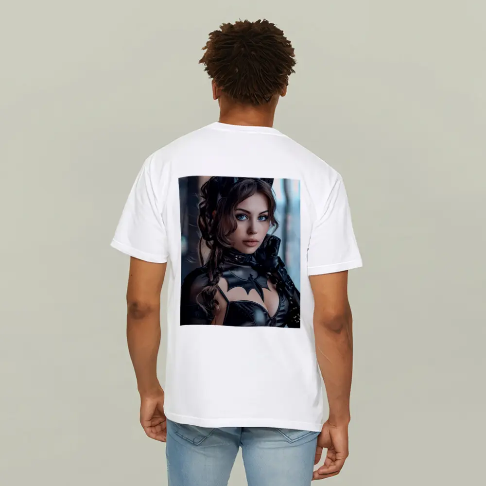 Catwoman Cosplay Girl Blue Eyes Portrait – T-Shirts