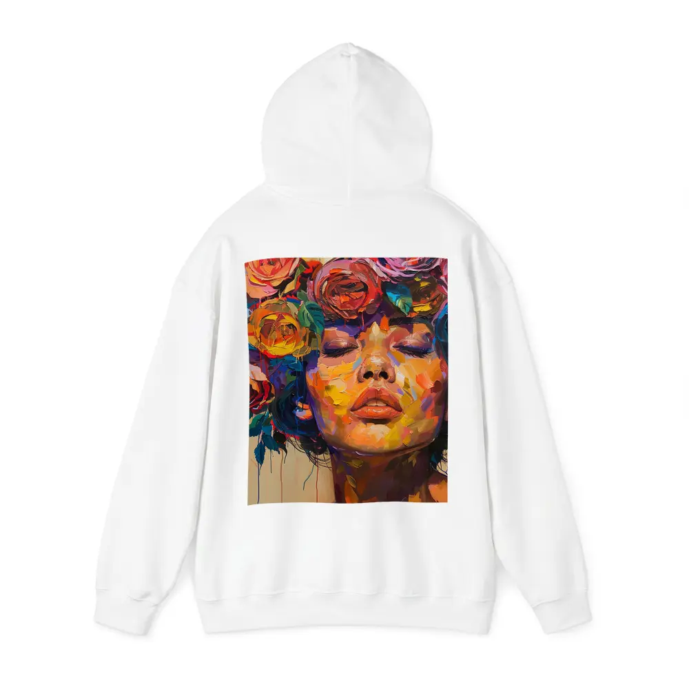 Woman Face Colorful Roses Floral Oil Painting – Hoodies