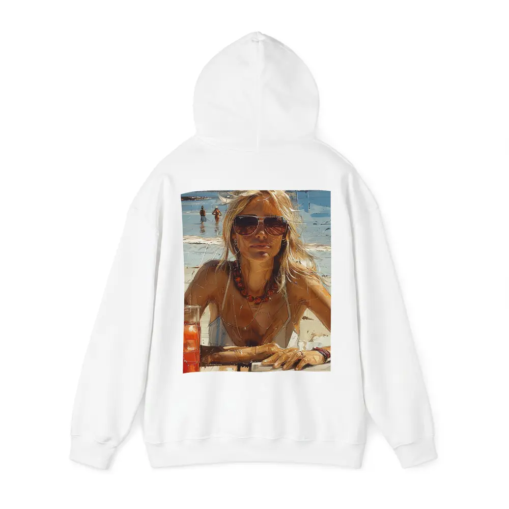 Blonde Woman Beach Summer Oil Painting Art – Hoodies