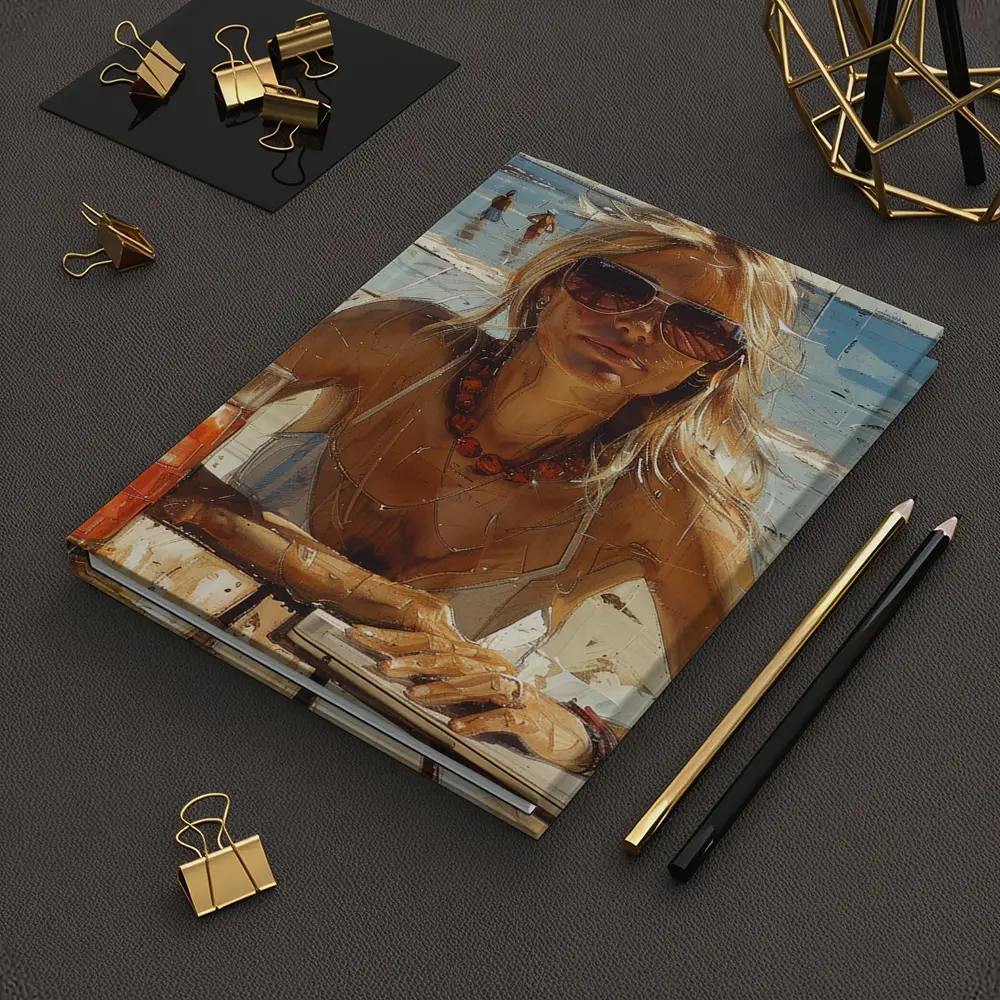 Blonde Woman Beach Summer Oil Painting Art – Notebooks