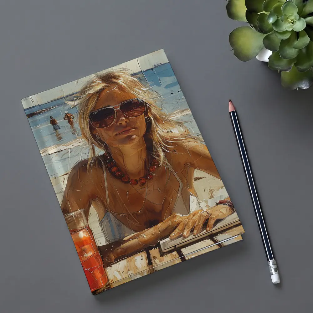 Blonde Woman Beach Summer Oil Painting Art – Notebooks