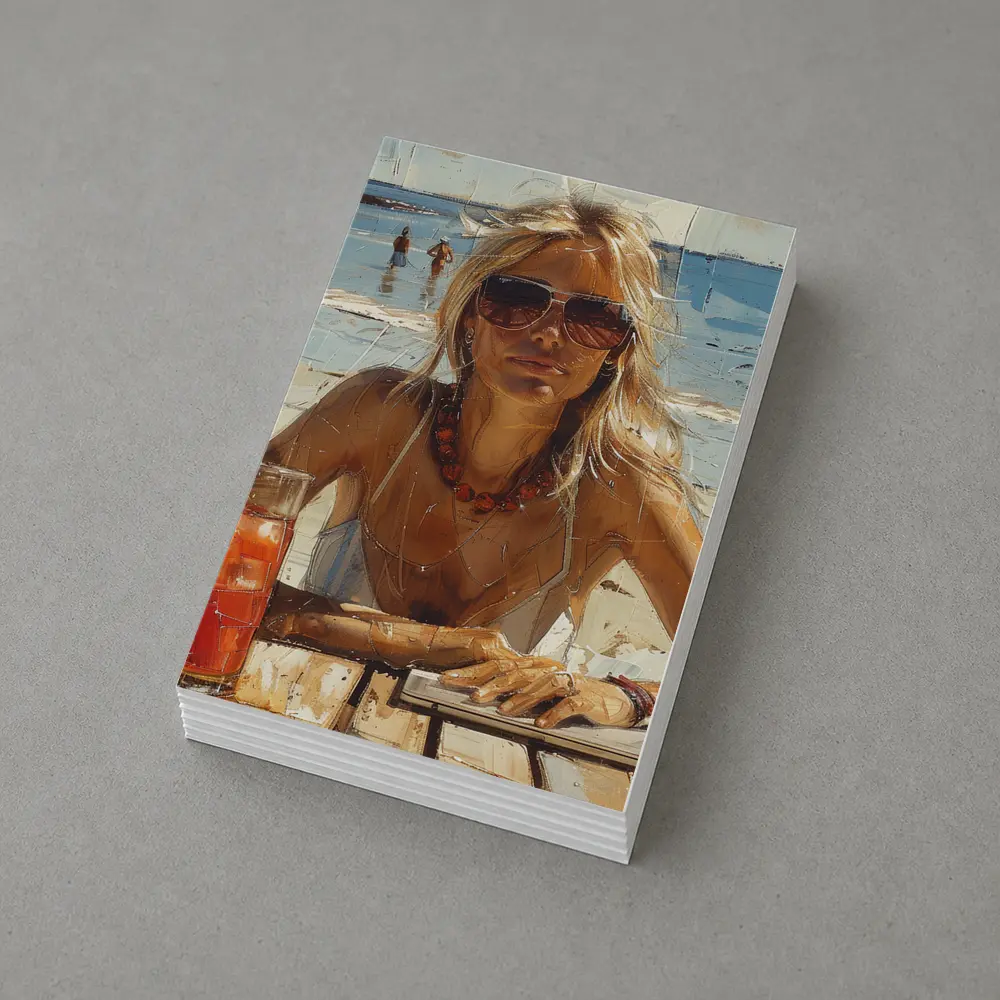 Blonde Woman Beach Summer Oil Painting Art – Postcards