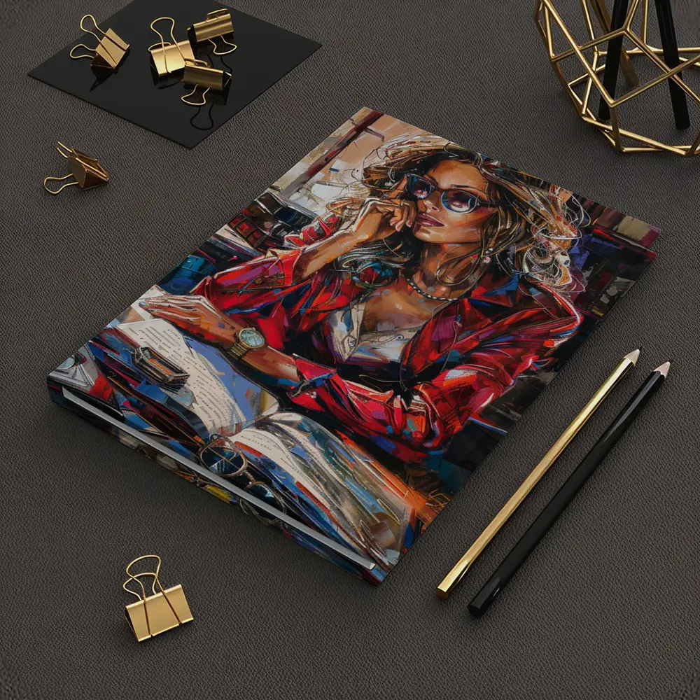 Stylish Woman Reading Books Oil Painting – Notebooks