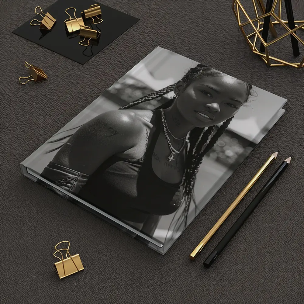 Black and White Portrait Athletic Woman Outdoors – Notebooks