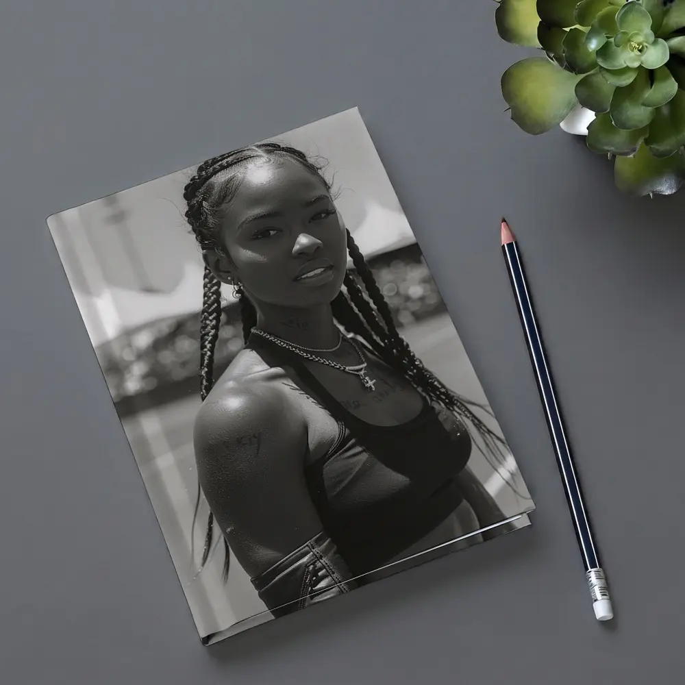 Black and White Portrait Athletic Woman Outdoors – Notebooks