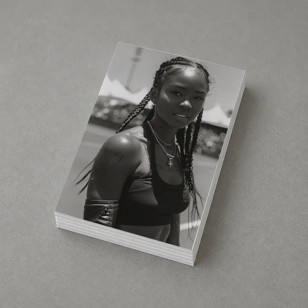 Black and White Portrait Athletic Woman Outdoors – Postcards