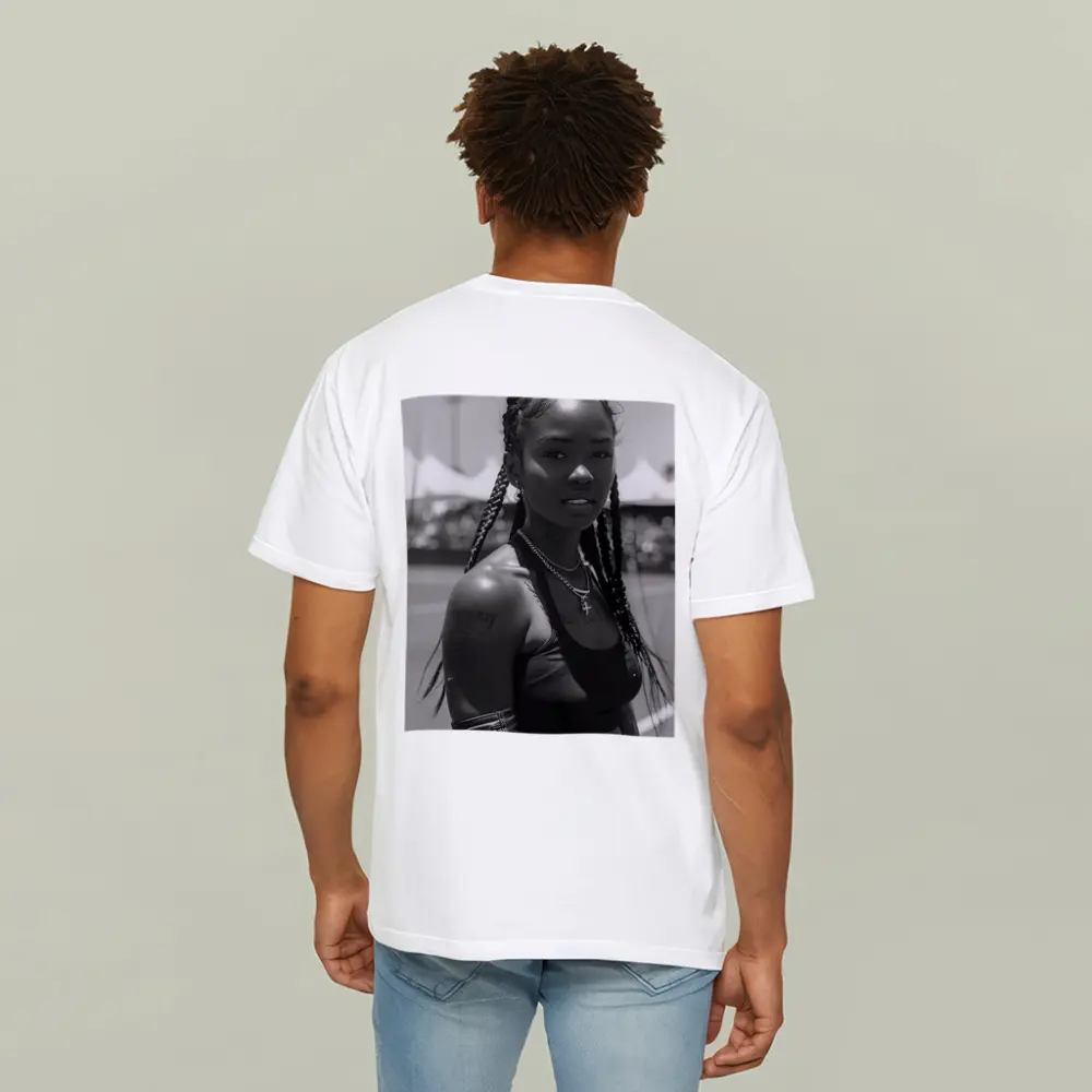 Black and White Portrait Athletic Woman Outdoors – T-Shirts