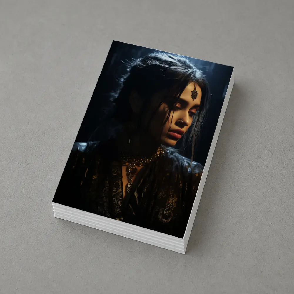 Dark Indian Woman Portrait Moody Atmospheric – Postcards