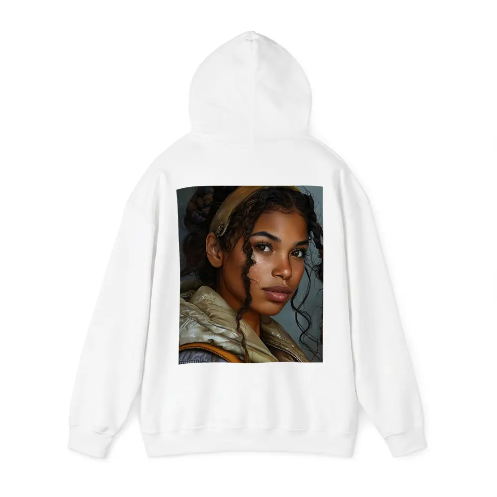 Young Woman Portrait Digital Art Gray Background – Hoodies