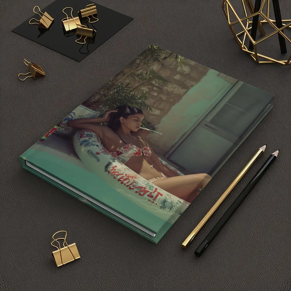 Woman Relaxing in Pool Float Summer – Notebooks
