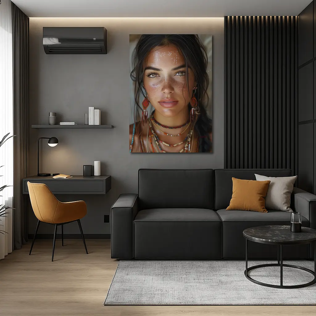 Boho Woman Portrait With Tribal Jewelry – Wall Art
